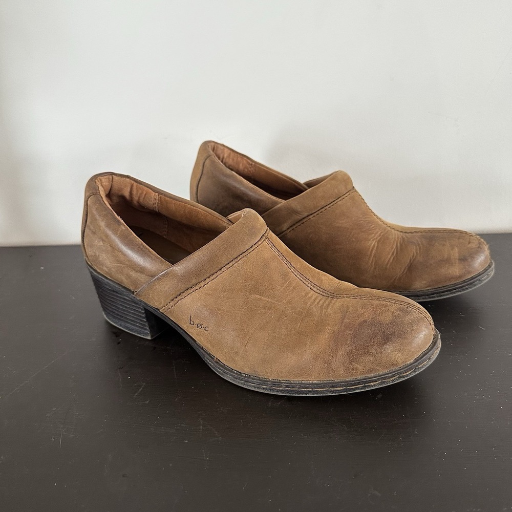 NEW Born BOC Brown Leather Heeled‎ Clogs | Cottagecore Chic | Size 9.5